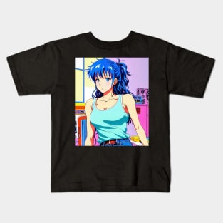 anime girl lofi music 90s retro aesthetic Anime Kids T-Shirt